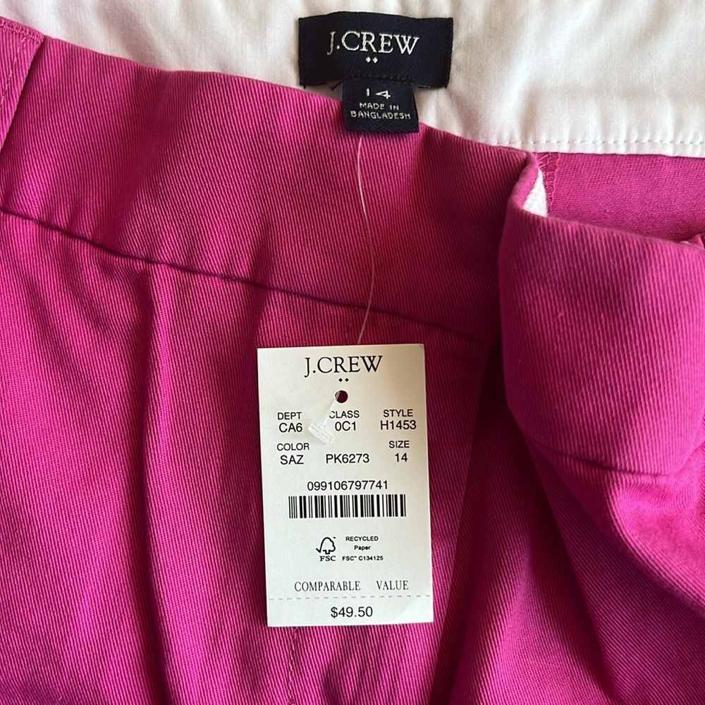 J. Crew 5" Classic Chino Short in Soft Azalea sz 14 NWT - Picture 12 of 16